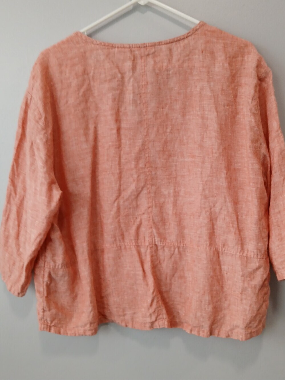 Sigrid Olsen 100% Linen Red Button-Front V-Neck Top Size Large Granola Girl - Picture 2 of 6